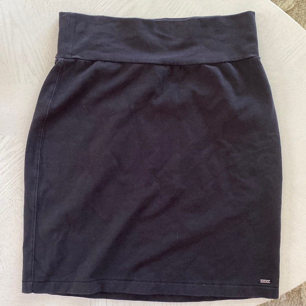 PINK black stretch mini high rise skirt